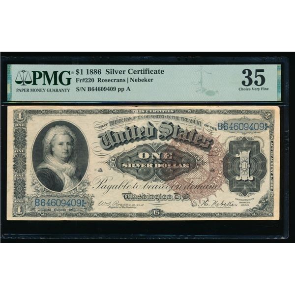 1886 $1 Martha Washington Silver Certificate PMG 35