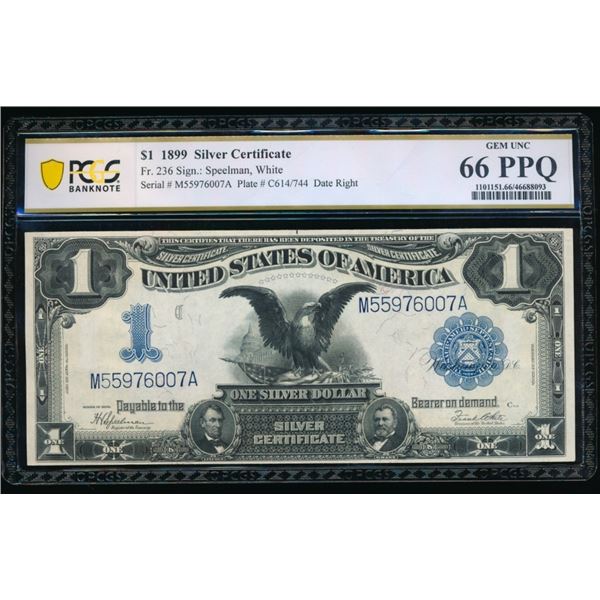 1899 $1 Black Eagle Silver Certificate PCGS 66PPQ