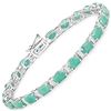 Image 1 : Plated Rhodium 10.12ctw Emerald and White Topaz Bracelet