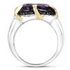 Image 3 : Plated Rhodium 6.56ct Amethyst and Black Spinel Ring
