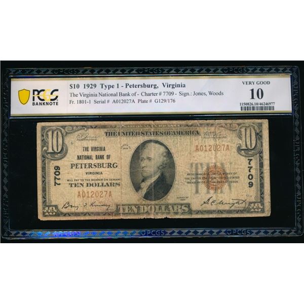 1929 $10 Petersburg VA National PCGS 10