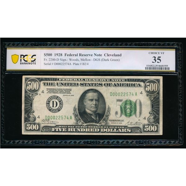 1928 $500 Cleveland FRN PCGS 35