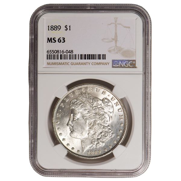 1889 $1 Morgan Silver Dollar NGC MS63
