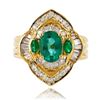 Image 1 : 1.02 ctw Emerald and 0.57 ctw Diamond 18K Yellow Gold Ring