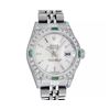 Image 1 : Rolex Ladies Quickset Stainless Steel Silver Index 18K White Gold Diamond & Emer