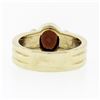 Image 6 : 14K Yellow Gold 1.30 ctw Bezel Set Oval Garnet Solitaire Grooved Wide Band Ring