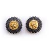 Image 1 : 18K Yellow Gold & Black Diamond Earrings Set With Ancient Greek Gold Coins by Ca