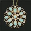 Image 6 : Vintage 14K Yellow Gold .42 ctw Diamond & Opal Round Open Brooch Pendant Necklac