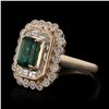 Image 2 : 1.45 ctw Emerald and 1.22 ctw Diamonds 14K Yellow Gold Ring