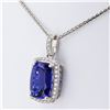 Image 3 : 9.20 ctw Tanzanite and 0.39 ctw Diamond Platinum Pendant/Necklace (GIA CERTIFIED