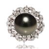 Image 1 : 12mm Black South Sea Pearl and 1.25 ctw Diamond Platinum Ring