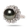 Image 2 : 12mm Black South Sea Pearl and 1.25 ctw Diamond Platinum Ring