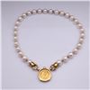 Image 3 : 18K Yellow Gold & Pearl Choker with Gold Byzantine Solidus