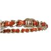 Image 7 : Chanel Red Leather Woven Silver-tone Chain-link CC Bangle Bracelet