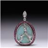 Image 1 : 18K White Gold Ruby, Diamond and Black Opal Pendant by Carlo Rici