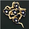 Image 2 : Vintage 18k Gold Dark Blue Enamel & 0.53 ctw Diamond Cup Flower Brooch Pin Penda