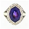 Image 4 : Antique Art Deco 14k Gold Custom Marquise Cut Bezel Set Amethyst Solitaire Ring
