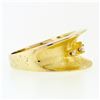 Image 5 : Vintage 14k Gold 3 Single Cut Diamond Wide Florentine Finished Concave Band Ring
