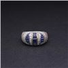 Image 1 : 18K White Gold Sapphire & Pave Diamond Ring