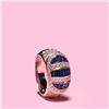 Image 5 : 18K White Gold Sapphire & Pave Diamond Ring