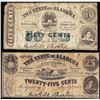 Image 1 : Lot of (2) 1863 25/50 Cents State of Alabama, Montgomery Obsolete Notes