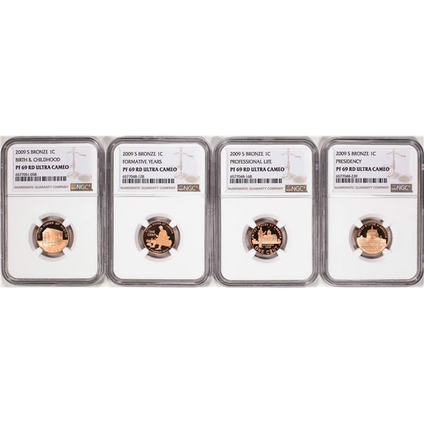 Lot of (4) 2009-S Bronze Proof Lincoln Cent Coins NGC PF69RD Ultra Cameo
