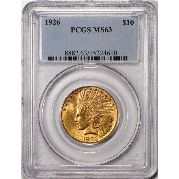 1926 $10 Indian Head Eagle Gold Coin PCGS MS63