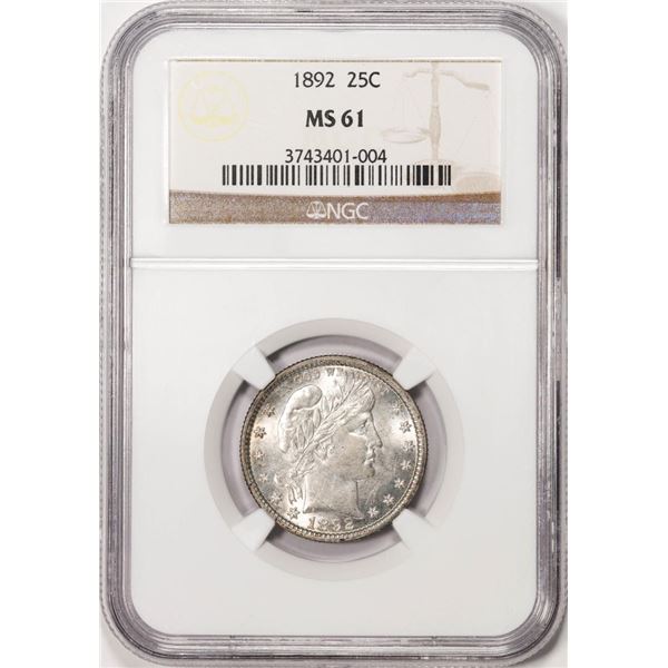1892 Barber Quarter Coin NGC MS61