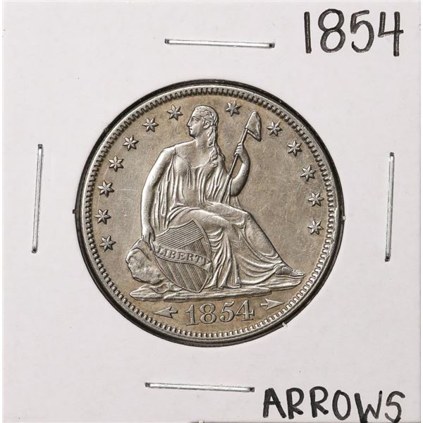 1854 w/Arrows Seated Liberty Half Dollar Coin