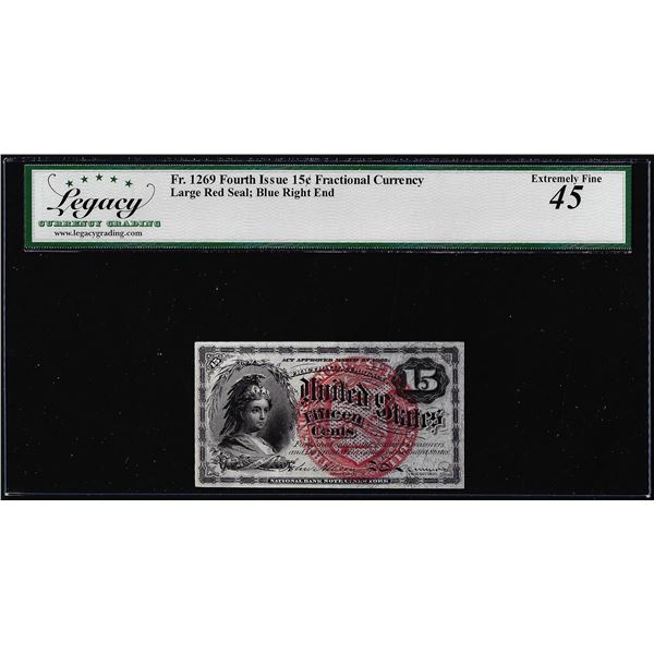 1863 Fourth Issue Fifteen Cents Fractional Note Fr.1269 Legacy Extremely Fine 45