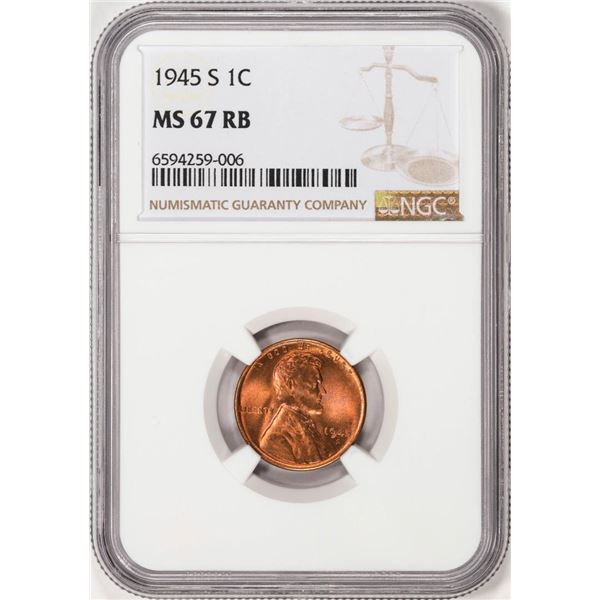1945-S Lincoln Wheat Cent Coin NGC MS67RB