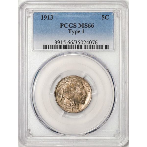 1913 Type 1 Buffalo Nickel Coin PCGS MS66