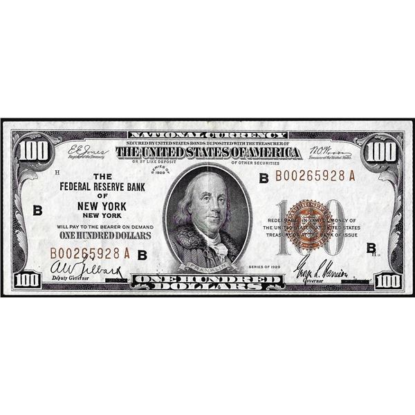 1929 $100 Federal Reserve Bank Note New York