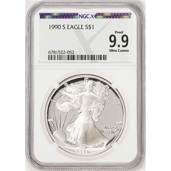 1990-S $1 American Silver Eagle Coin NGCX Proof 9.9 Ultra Cameo