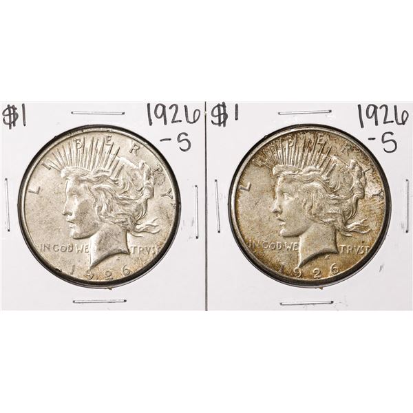 Lot of (2) 1926-S $1 Peace Silver Dollar Coins