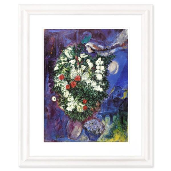Marc Chagall (1887-1985) "Bouquet With Flying Lover" Print Lithograph On Paper