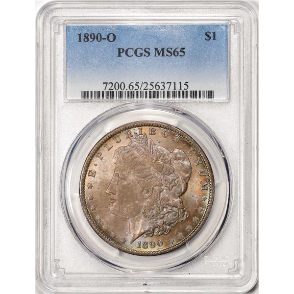 1890-O $1 Morgan Silver Dollar Coin PCGS MS65 Amazing toning