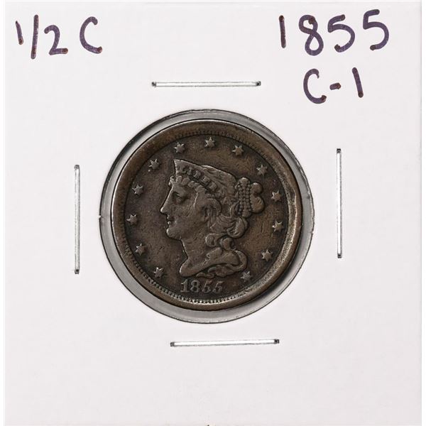 1855 C-1 Braided Hair Half Cent Coin