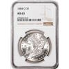 Image 1 : 1884-O $1 Morgan Silver Dollar Coin NGC MS63