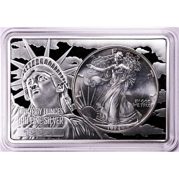 1994 $1 American Silver Eagle Coin & 2oz Silver Bar Set