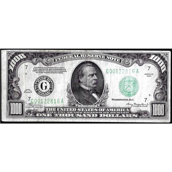 1934 $1,000 Federal Reserve Note Chicago