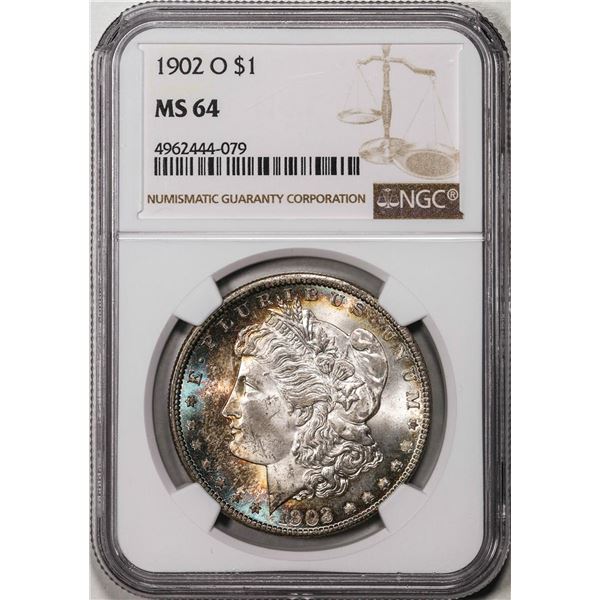 1902-O $1 Morgan Silver Dollar Coin NGC MS64 Amazing Toning