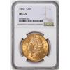 Image 1 : 1904 $20 Liberty Head Eagle Gold Coin NGC MS63