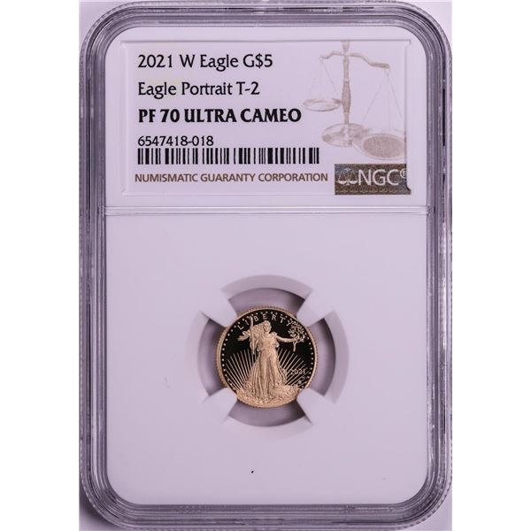 2021-W Type 2 $5 Proof American Gold Eagle Coin NGC PF70 Ultra Cameo