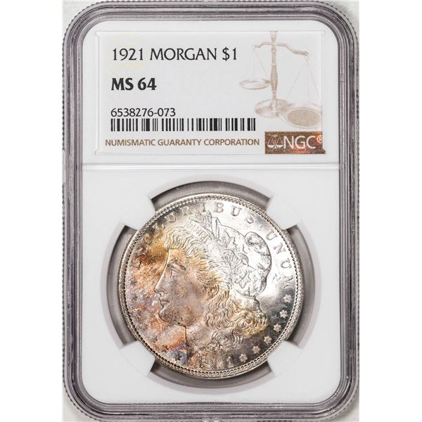 1921 $1 Morgan Silver Dollar Coin NGC MS64 Amazing Toning