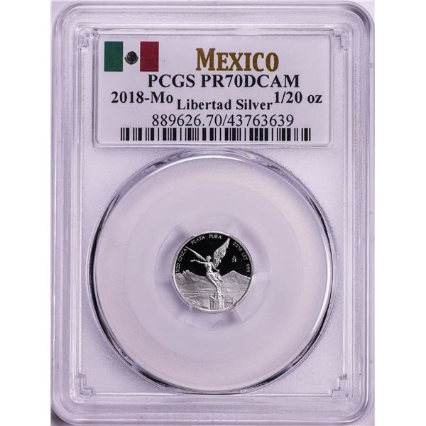 2018-Mo Mexico Proof 1/20 oz Silver Libertad Coin PCGS PR70DCAM