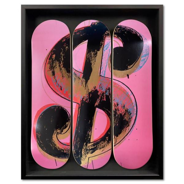 Warhol (1928-1987) "Dollar Sign Pink" Print Mixed Media on Board