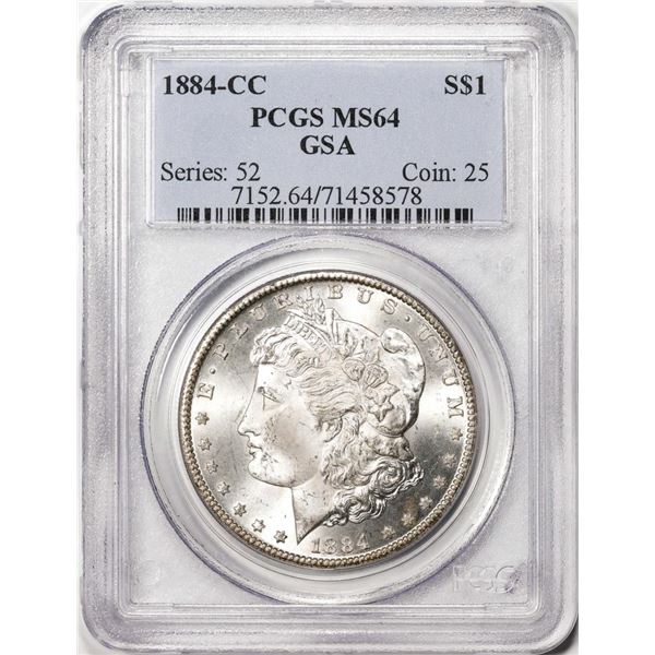 1884-CC $1 Morgan Silver Dollar Coin PCGS MS64 GSA