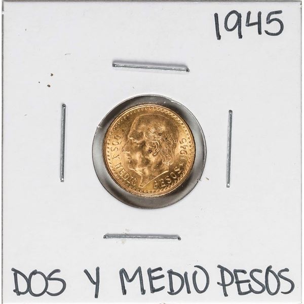 1945 Mexico Dos Y Medio Pesos Gold Coin