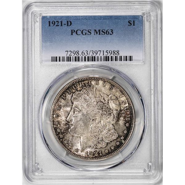 1921-D $1 Morgan Silver Dollar Coin PCGS MS63